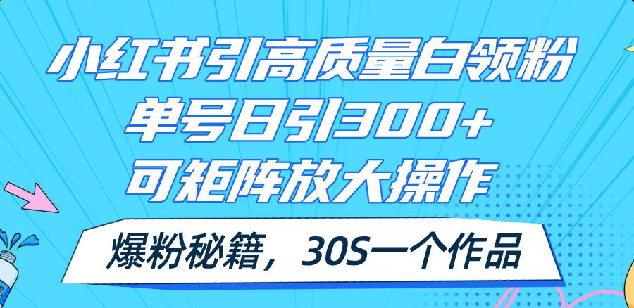 小红书引高质量白领粉，单号日引300+，可放大操作，爆粉秘籍！30s一个作品-火花副业网