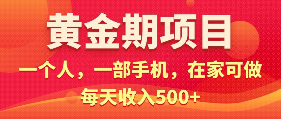 黄金期项目，电商搞钱！一个人，一部手机，在家可做，每天收入500+-火花副业网