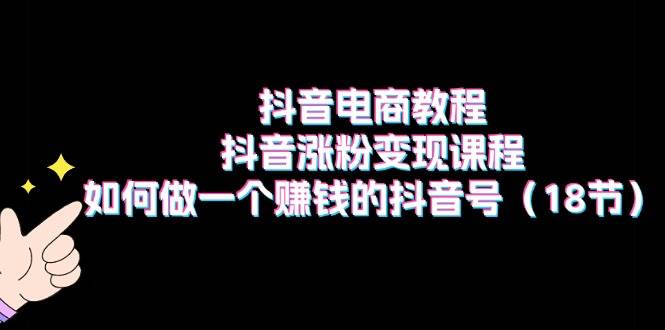 抖音电商教程：抖音涨粉变现课程：如何做一个赚钱的抖音号（18节）-火花副业网