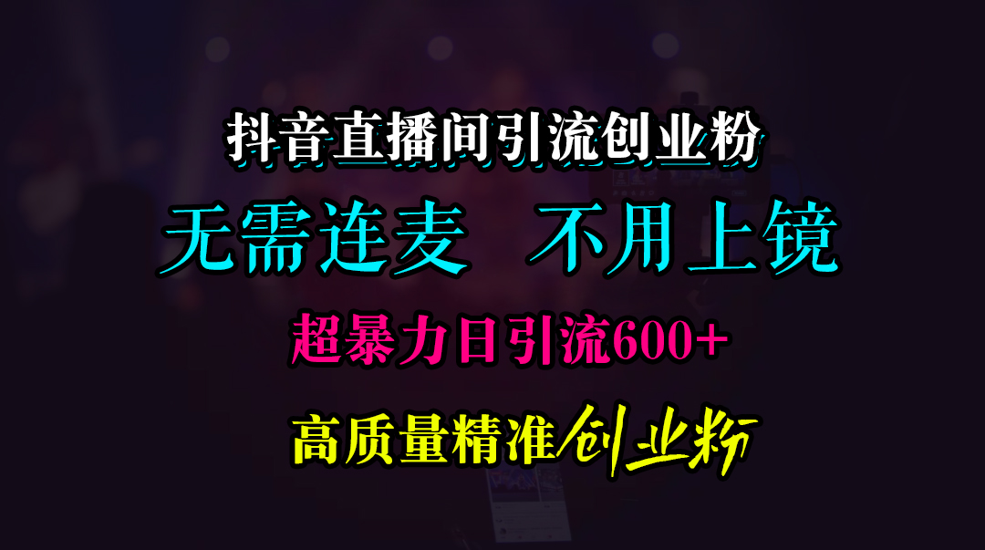 抖音直播间引流创业粉，无需连麦、无需上镜，超暴力日引流600+高质量精准创业粉-火花副业网