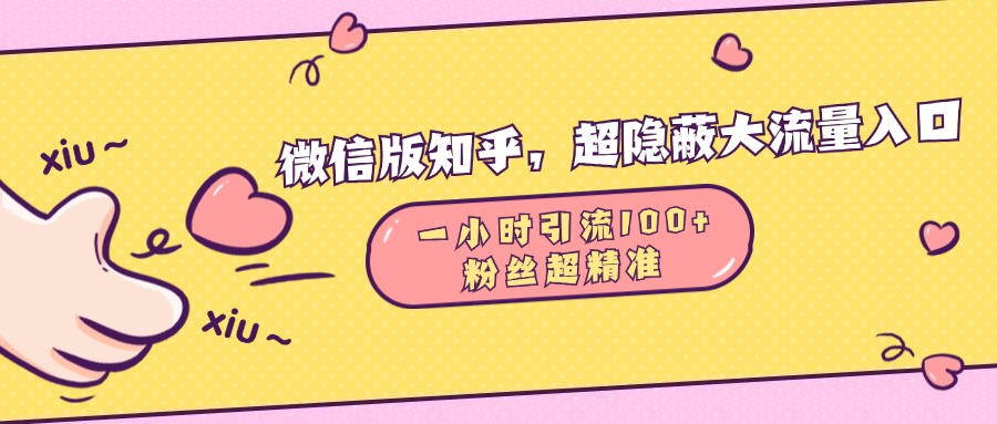 微信版知乎，超隐蔽流量入口，一小时引流100人，粉丝质量超高-火花副业网