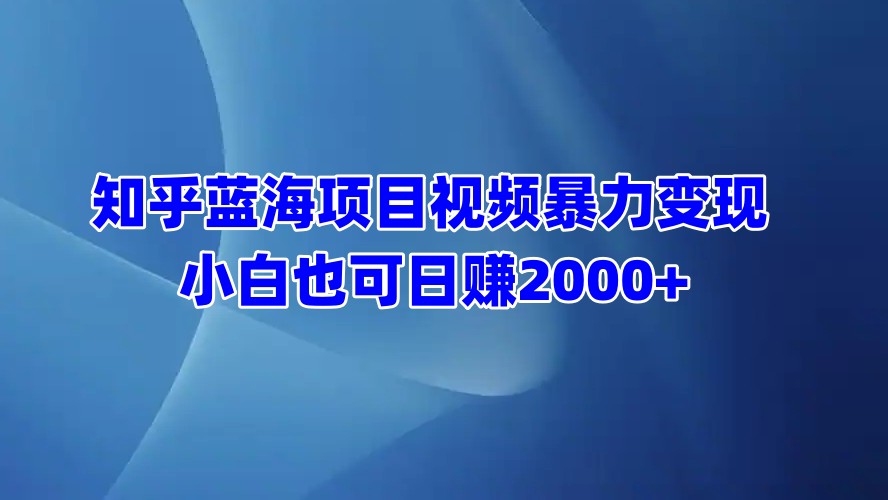 知乎蓝海项目视频暴力变现  小白也可日赚2000+-火花副业网