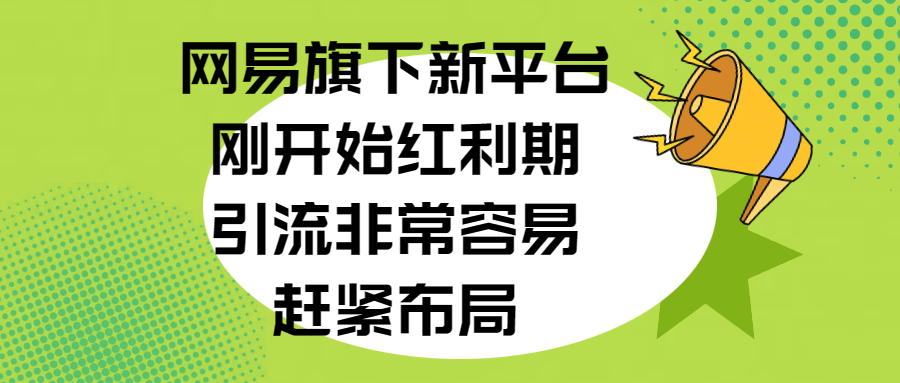 网易旗下新平台，刚开始红利期，引流非常容易，赶紧布局-火花副业网