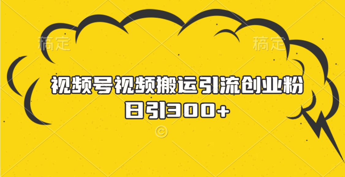 视频号视频搬运引流创业粉，日引300+-火花副业网