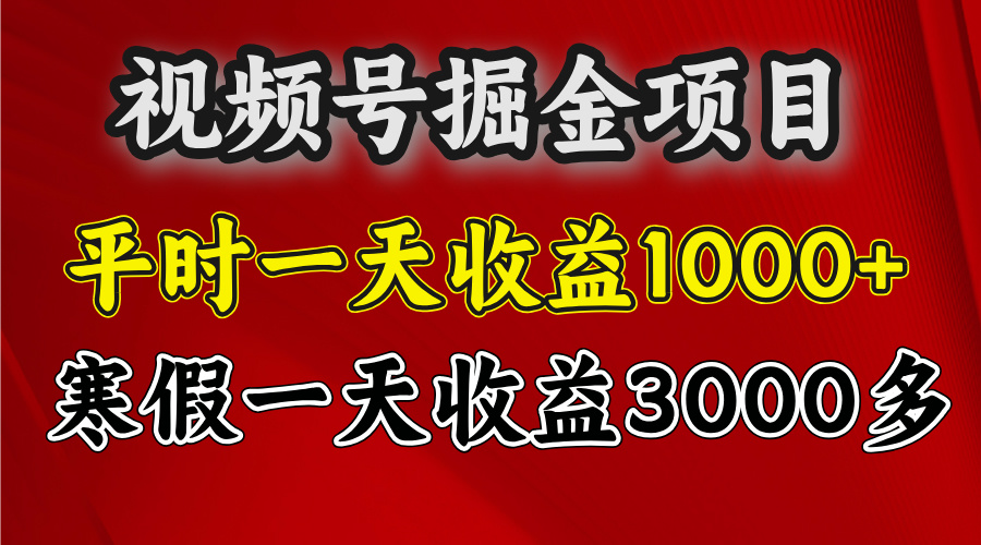 视频号掘金项目，寒假一天收益3000多-火花副业网