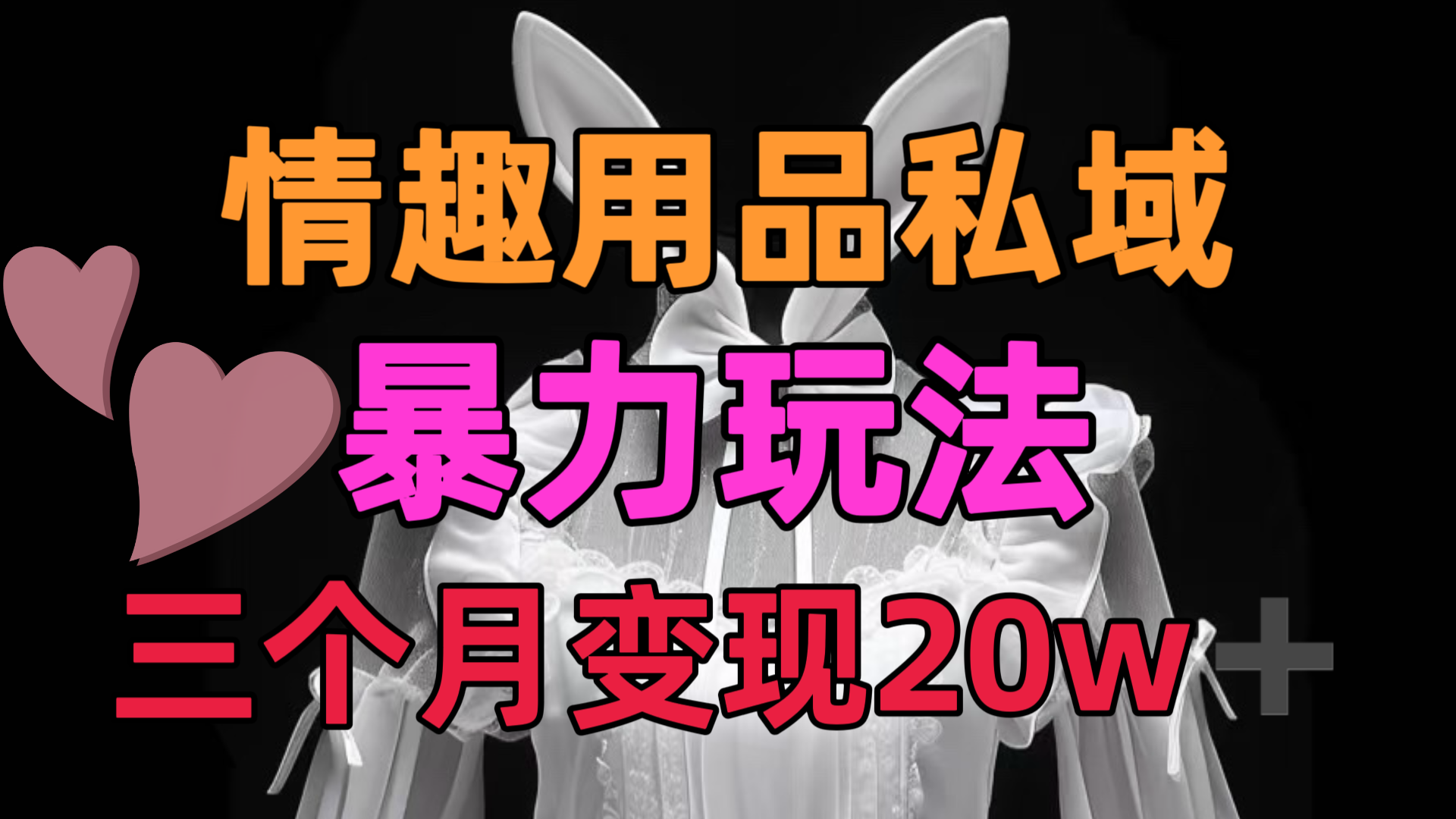 情趣用品私域，25年最新暴力玩法，三个月变现20w➕-火花副业网