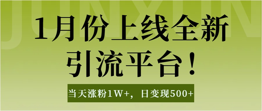 1月上线全新引流平台，当天涨粉1W+，日变现500+工具无脑涨粉，解放双手操作简单-火花副业网