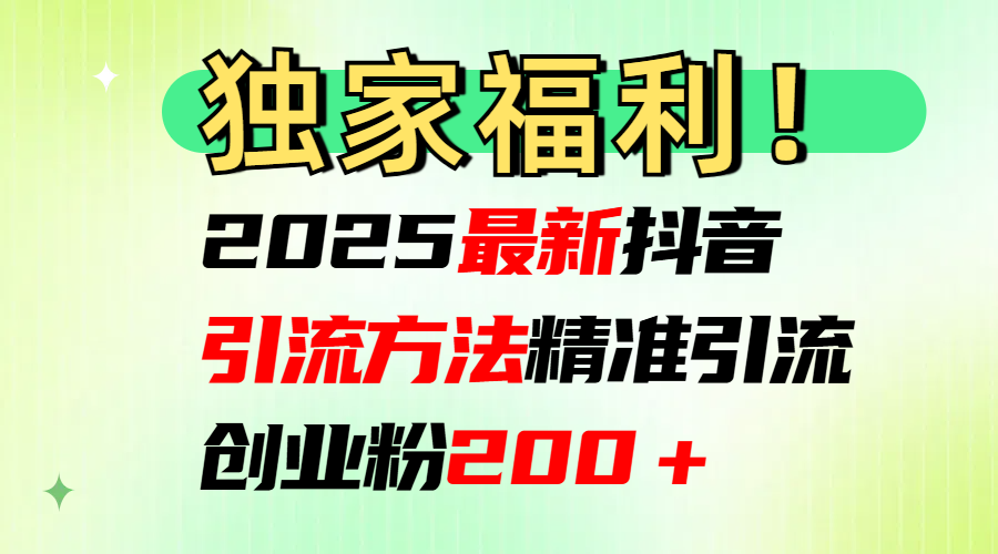 2025最新抖音引流方法每日精准引流创业粉200＋-火花副业网